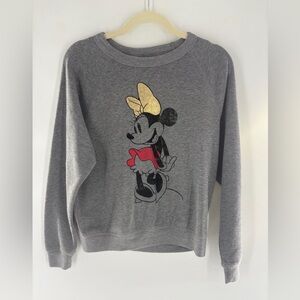 Disney Minnie Mouse Gray Sweatshirt with Gold Bow